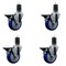 Service Caster 4'' Blue Poly Swivel 1-5/8'' Expanding Stem Caster Set with Brake, 4PK SCC-EX20S414-PPUB-BLUE-PLB-158-4 - alternate 1